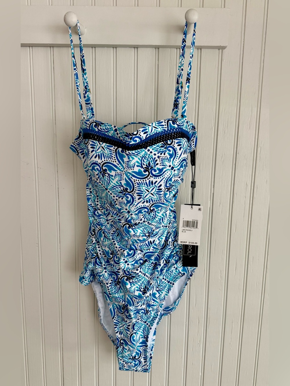 La Blanca Blue Paisley One-Piece Swimsuit Size 4 NWT